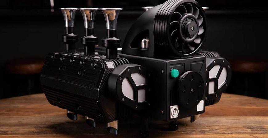 دستگاه قهوه ساز با ظاهر شبیه پیشرانه پورشه 911