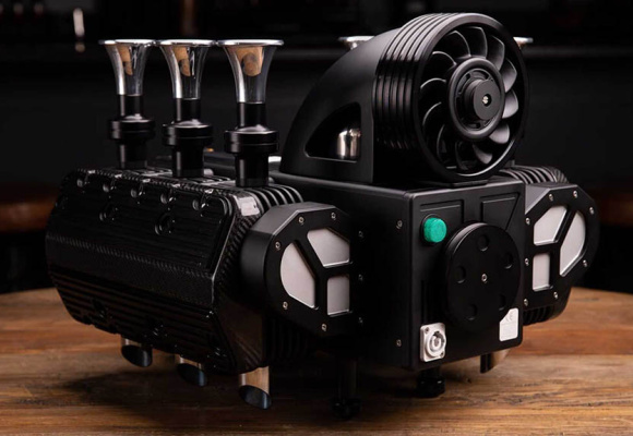 دستگاه قهوه ساز با ظاهر شبیه پیشرانه پورشه 911