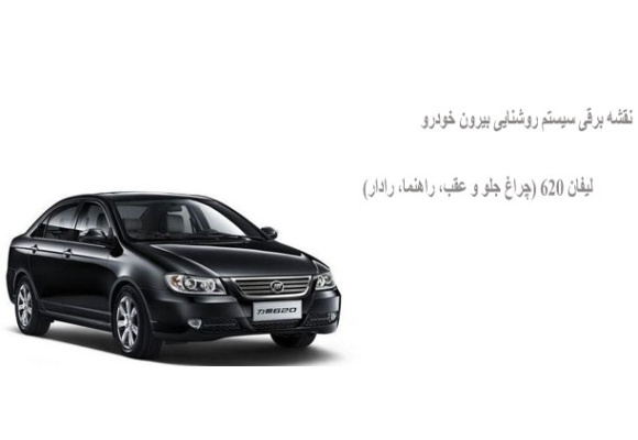 نقشه برقی سیستم روشنایی بیرون خودرو لیفان 620 (چراغ جلو و عقب، راهنما، رادار) 